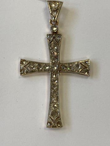 Pendentif en forme de croix - 18 carats Or blanc, Or jaune