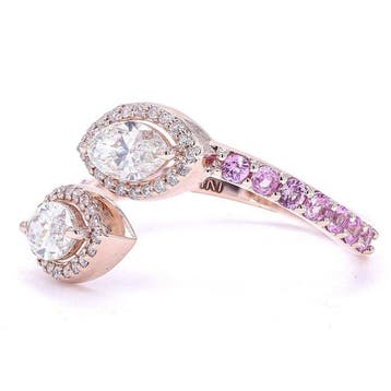Statement ring - 14 karaat Roségoud - 0.96ct. tw. Diamant