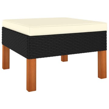 vidaXL Voetenbank poly rattan en massief eucalyptushout, Jardin & Terrasse, Ensembles de jardin, Verzenden