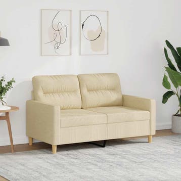 vidaXL Tweezitsbank / zetel 120 cm stof crèmekleurig, Verzenden