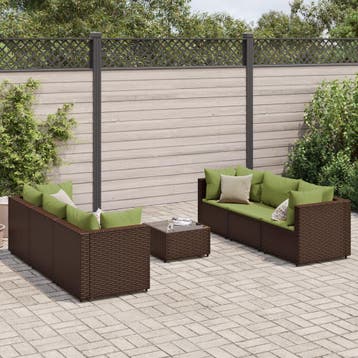 vidaXL 7-delige Loungeset met kussens poly rattan bruin, Verzenden, Nieuw, Loungeset