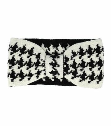 Haarband Knoop 11cm – Ruitprint – Gebreide Stof – Zwart Wit, Nieuw