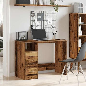 vidaXL Bureau 102x50x76 cm bewerkt hout oud houtkleurig, Huis en Inrichting, Verzenden, Nieuw