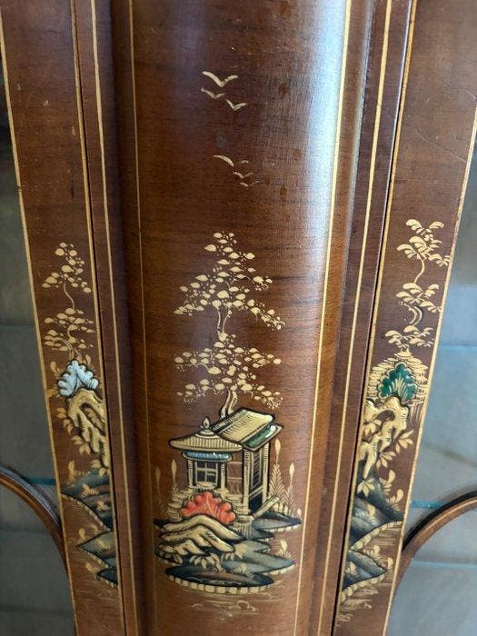 Vitrinekast - Walnoot - Art Deco Chinoiserie kast, Antiquités & Art, Art | Objets design