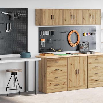 vidaXL Garagekasten 2 st bewerkt hout ambachtelijk eikenhout, Verzenden