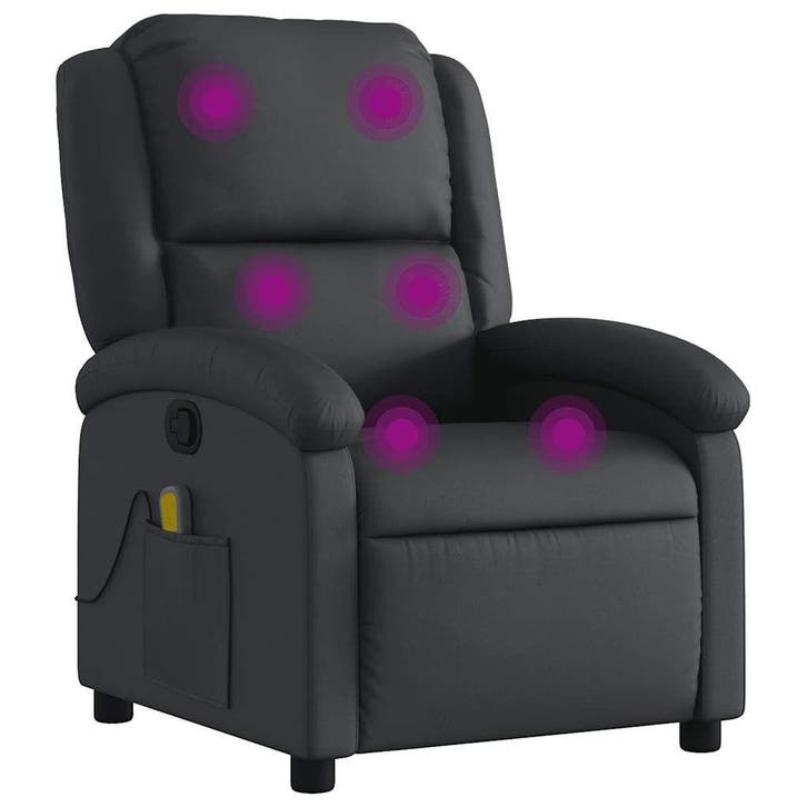 Massagestoel Echt Leer Zwart | Retour Deal 57% Korting!, Maison & Meubles, Canapés | Salons, Envoi
