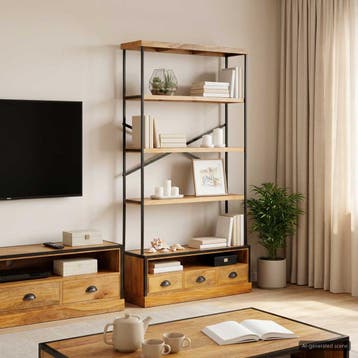 vidaXL 5-laags boekenrek Naturel 100 x 30 x 180 cm Massief, Huis en Inrichting, Verzenden, Nieuw