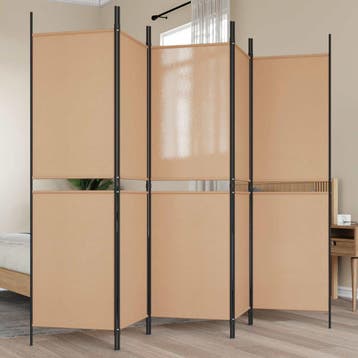 vidaXL 5-paneel scheidingswand Beige 250 x 180 cm Stof, Verzenden, Nieuw
