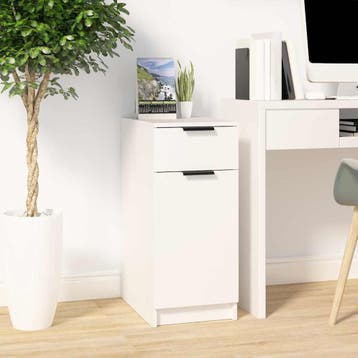 vidaXL Bureaukast 33,5x50x75 cm bewerkt hout wit, Verzenden, Nieuw