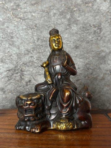Bijzonder paar Guanyin standbeelden - Bronze - Chine (Sans, Antiek en Kunst