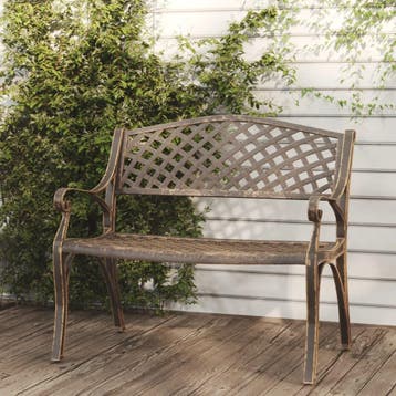vidaXL Tuinbank 102 cm gietaluminium bronskleurig, Verzenden, Nieuw