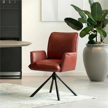 Leren draaibare eetkamerstoel Elite - Granada Rouge (rood), Huis en Inrichting, Stoelen, Nieuw, Leer, Rood, Bohemian, Eigentijds, Industrieel, Modern, Retro, Scandinavisch, Vintage