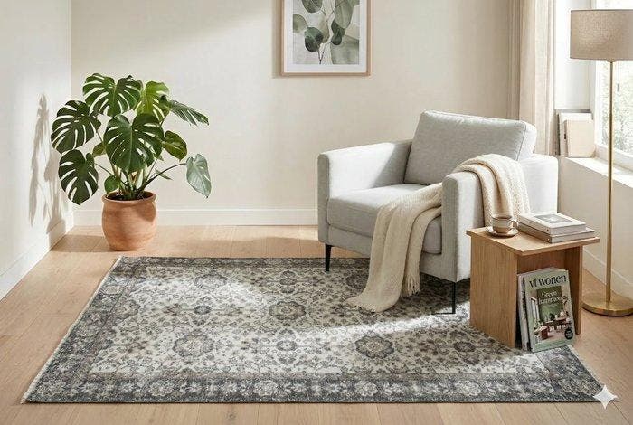 Licht vintage - Vloerkleed - 200 cm - 105 cm - met, Huis en Inrichting, Stoffering | Tapijten en Vloerkleden