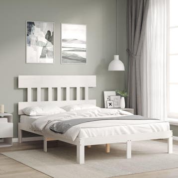 vidaXL Bedframe zonder matras massief grenenhout wit 140x200, Verzenden, Nieuw