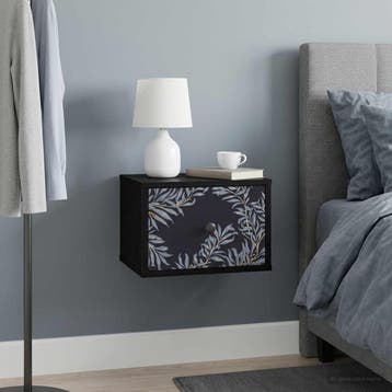 vidaXL Wandkastje voor Bed DOKKUM Zwart eiken 36 x 33 x 25, Verzenden