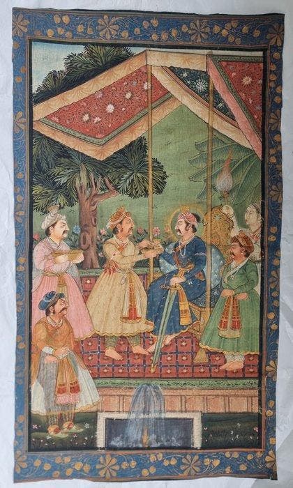 Koninklijke scène in een tent in een tuin - India - Mughal, Antiek en Kunst, Kunst | Niet-Westerse kunst