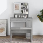 vidaXL Kaptafel met spiegel 86,5x35x136 cm grijs sonoma, Huis en Inrichting, Tafels | Kaptafels, Verzenden, Nieuw