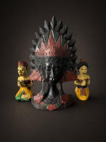 Set of 3 Balinese Carved Wooden Figures - indon - Indonesië