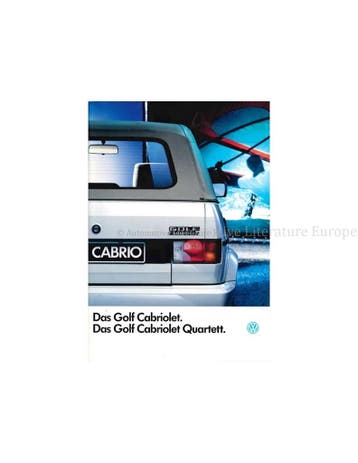 1990 VOLKSWAGEN GOLF CABRIOLET QUARTETT BROCHURE DUITS, Nieuw
