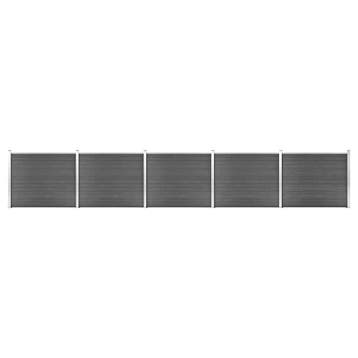 vidaXL Schuttingpanelenset 872x146 cm HKC zwart, Verzenden, Nieuw