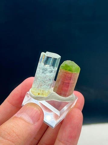 toermalijn en aquamarijn Kristalen - Hoogte: 27 mm -, Verzamelen