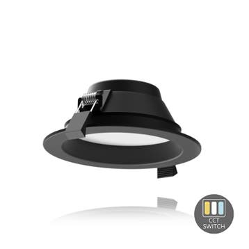 LED Downlight CCT-Switch 11W IP22 Zwart - 13,4 cm, Verzenden