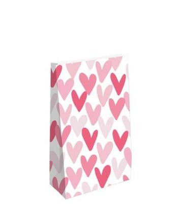 4x Blokzak ROZE hartjesregen Maat L (Blokbodemzak), Verzenden, Cadeauzakje