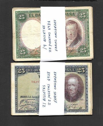 Spanje. - 67 x 25 Pesetas - 1928/1931 (Zonder minimumprijs)