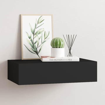vidaXL Wandschap met lade 40x23,5x10 cm MDF zwart, Huis en Inrichting, Verzenden, Nieuw