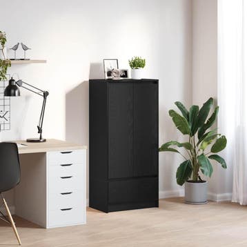 vidaXL Kast met lade 55,5x34x119,5 cm spaanplaat zwart, Verzenden, Nieuw