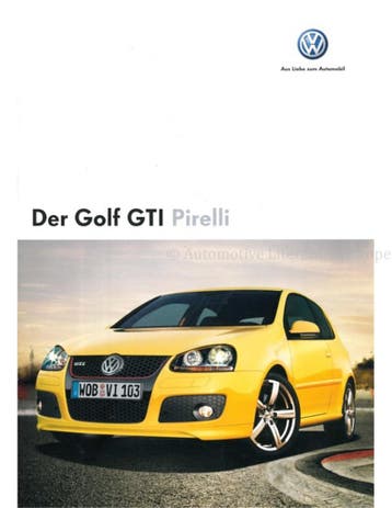 2007 VOLKSWAGEN GOLF GTI PIRELLI BROCHURE DUITS, Ophalen of Verzenden