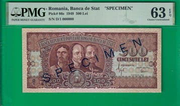 Roemenië. - 500 Lei - 1949 - Specimen - Pick 86s
