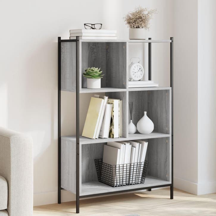 vidaXL Boekenkast 72x28x109 cm bewerkt hout grijs sonoma, Huis en Inrichting, Kasten | Boekenkasten, Nieuw, Verzenden