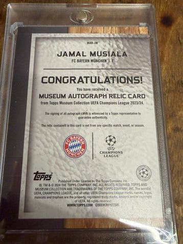 2023/24 Topps Museum Collection UEFA Jamal Musiala, Nieuw