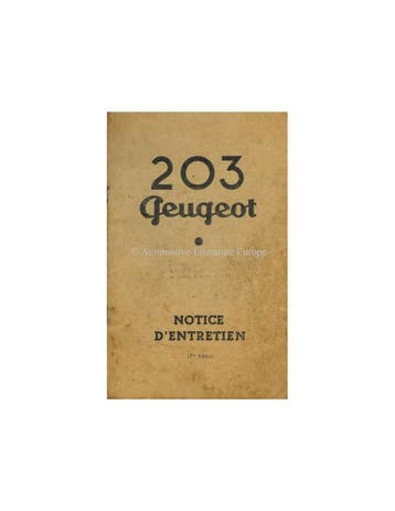1959 PEUGEOT 203 INSTRUCTIEBOEKJE FRANS