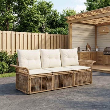 vidaXL Tuinbank Set 3 st Beige poly rattan, Verzenden, Nieuw