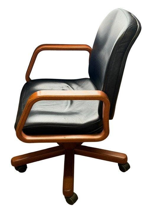 Fauteuil - Chaise de bureau - Bois, Cuir, Antiquités & Art, Art | Objets design