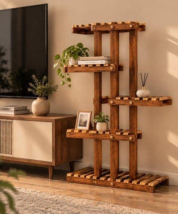 Decoratief ornament - Wooden Handcrafted Plant Stand -