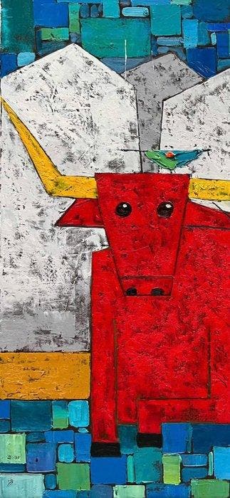 Hoang Anh - La paix du Taureau Rouge 120 140 cm