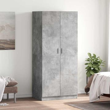 vidaXL Kledingkast 80x52x180 cm bewerkt hout betongrijs, Verzenden