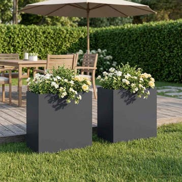 vidaXL Plantenbak 2 st Antraciet 50 x 30 x 50 cm Koudgewalst, Verzenden