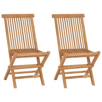 vidaXL Inklapbare stoelen 2 st massief teakhout, Verzenden, Nieuw