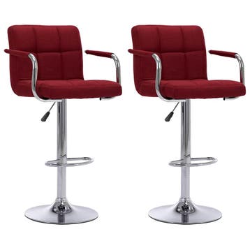 vidaXL Barstoelen 2 st stof wijnrood, Verzenden