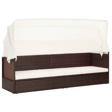 vidaXL Tuinbank met luifel poly rattan bruin, Tuin en Terras, Verzenden, Nieuw