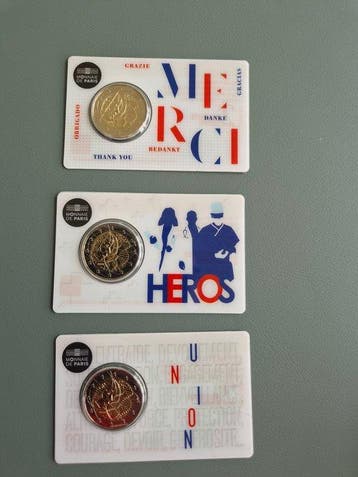 France. 2 Euro 2020 Recherche Medicale (4 coins incl. 1