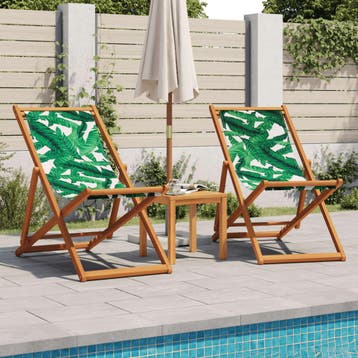 vidaXL Opklapbare stoelen, 2 stuks, stof met bladmotief en, Verzenden