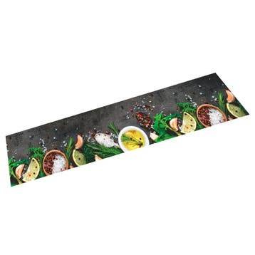 vidaXL Keukenmat wasbaar kruidenprint 60x300 cm fluweel, Verzenden, Nieuw