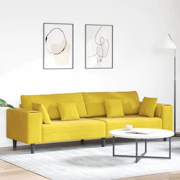 vidaXL bank / zetel Geel 250 x 77 x 76 cm Fluweel, Maison & Meubles, Canapés | Salons, Verzenden