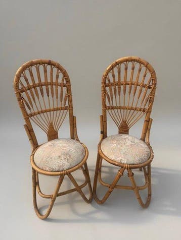Chaise (2) - Paire de chaises faites à la main en bambou et