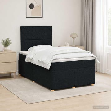 vidaXL Boxspringbed met matras met hoofdeinde Zwart 120 x, Verzenden